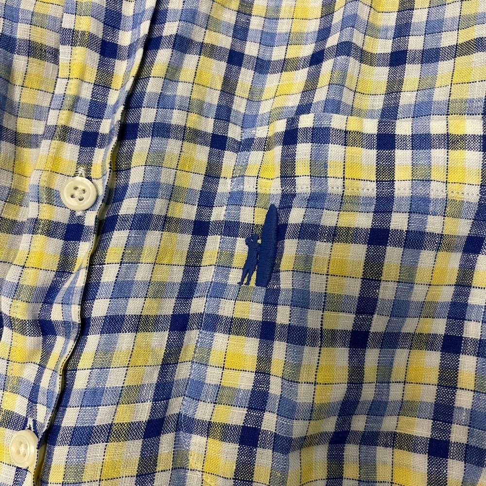 Johnnie-O Check Print Linen Button Down Sport Shi… - image 5